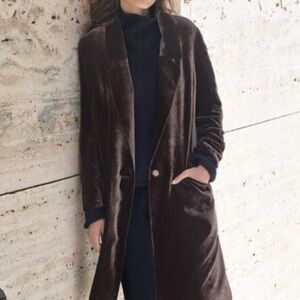 Poetry silk velvet long oversized brown lined coat size 12